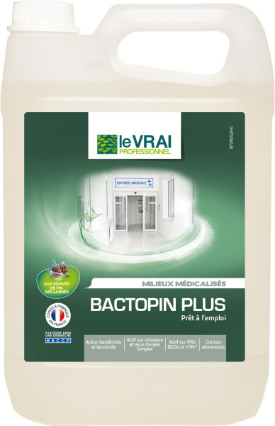 Le Vrai Detergent Desinfectant Bactopin Plus PRET A LEMPLOI 5L Entretien des sols protégés