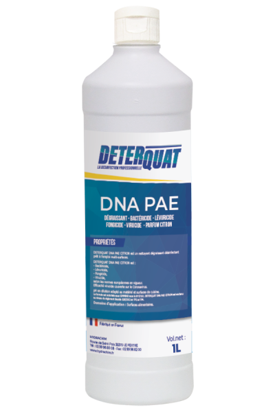Deterquat DNA Citron PAE. Bouteille de 1L Centrale de nettoyage et de désinfection