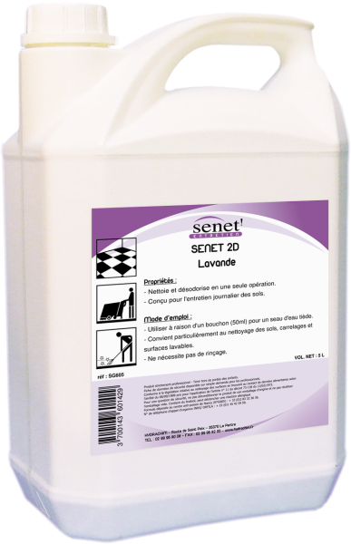 Detergent 2 D Senet Parfum Au Choix Le Bidon De 5 Litres  ( Lavande, Fraise, Citron Vert, Ambiance, Floral) Protection des sols
