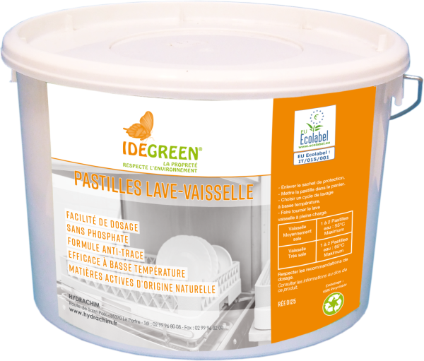 Idegreen Pastilles Lave-Vaisselle / Seau De 2.25kg (125 pastilles) Accueil