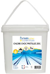 Chlore choc pastilles de 20 g Planet Pool - Seau 5 kg