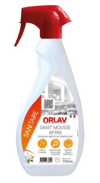Orlav Nettoyant Detartrant Désinfectant Sanitaire Sanit'mousse prêt à l'emploi / 750Ml Entretien des sanitaires