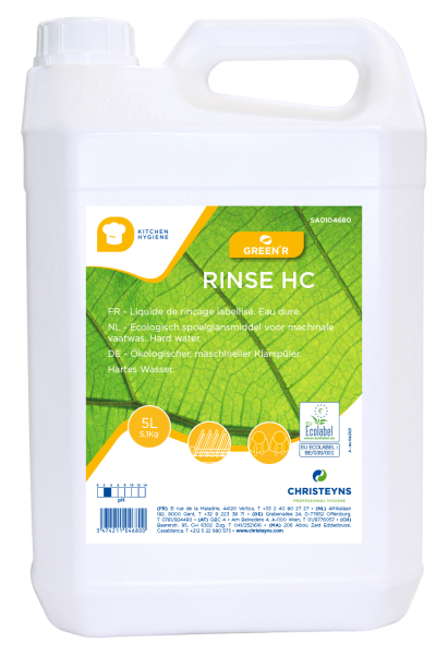 LIQUIDE DE RINCAGE GREEN'R RINSE HC SPÉCIAL EAUX DOUCES A MOYENNEMENT DURES 5L Vaisselle machine
