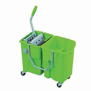 Seau De Lavage Clevy Bi Bac 2*15 Litres Sur Roulettes Avec Presse A Plat Integre Chariot de lavage