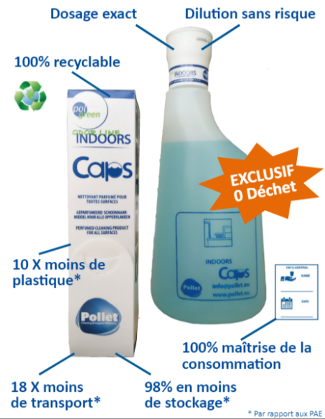 POLGREEN ODOR LINE INDOORS Nettoyant parfumé écologique pour toutes surfaces - 16 Caps Hygiène des sols