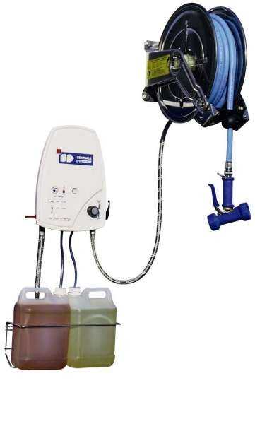 Centrale De Nettoyage Et Desinfection 2 Produits +Enrouleur automatique Inox De 10 à 20Metres Centrale de nettoyage et de désinfection