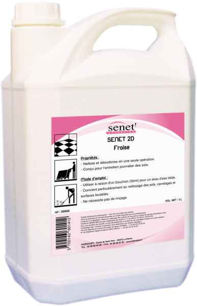 Detergent 2 D Senet Parfum Au Choix Le Bidon De 5 Litres  ( Lavande, Fraise, Citron Vert, Ambiance, Floral) Entretien des sols non protégés