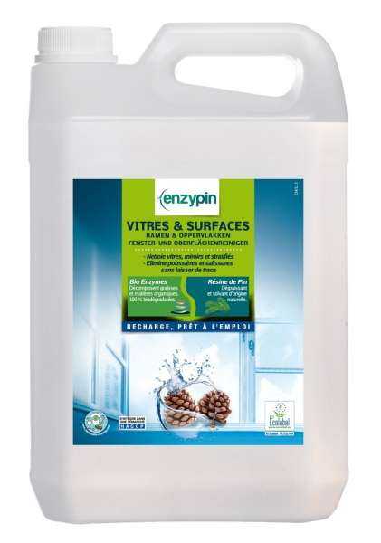 Le vrai professionnel détergent surfaces vitrées écologique technologie enzypin - Bidon De 5L Entretien des surfaces