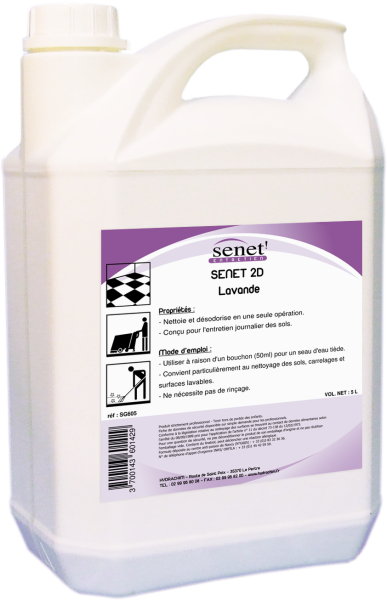 Detergent 2 D Senet Parfum Au Choix Le Bidon De 5 Litres  ( Lavande, Fraise, Citron Vert, Ambiance, Floral) Entretien des sols protégés