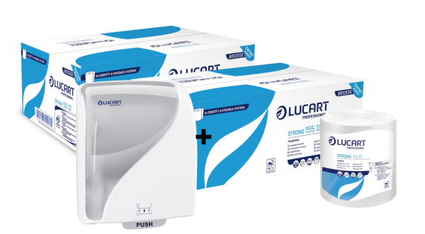 2 lots d'essuies-mains autocut 2 plis blanc 155m + Distributeur offert Hygiène des sanitaires