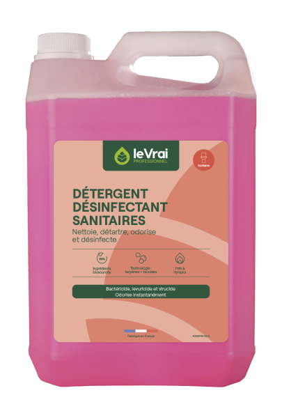 Detergent Desinfectant Sanitaire 5 En 1 - Le Vrai - 5 Litres Entretien des sanitaires