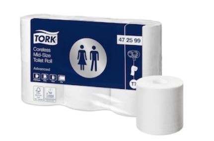 Tork Papier toilette rouleau Mid-size sans mandrin Advanced - 2 plis - Lot de 48 rouleaux Hygiène des sanitaires