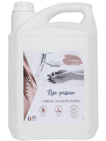 Crème lavante Rose pour les mains au parfum fleur de lotus Le Bidon de 5 litres Savon mains