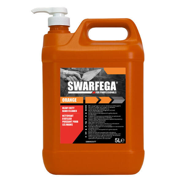 Swarfega Orange – Crème nettoyante mains d’atelier haute performance anti-graisses et huiles Bidon pompe 5L Savon mains